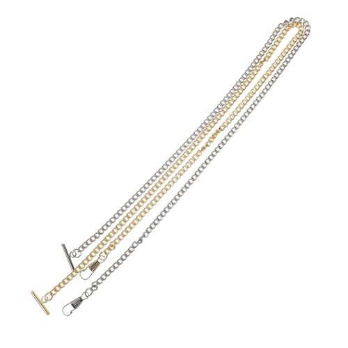 Ipetboom 2 Stück Vintage Taschenuhr Kette mit Bar und Karabinerverschluss Jeans Gürtel Kette Retro Accessoire für Herren Westweste Vielseitig Nutzbar als Uhren und Schlüsselanhänger von Ipetboom