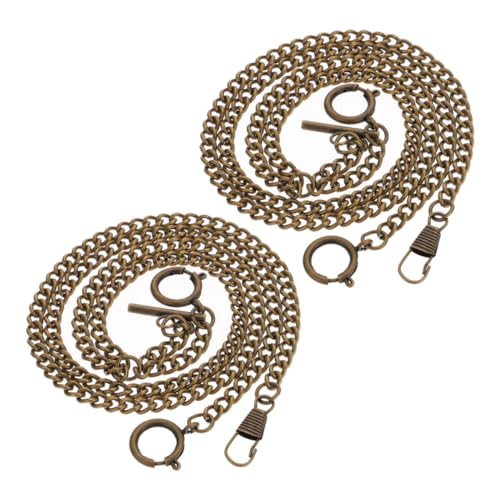 Ipetboom 2 Stück Vintage Taschenuhrkette für Herren Metall Uhrenkette mit Stabilem O Ring Mittelglied Robuste Dekorative Westenkette für Taschenuhr Klassisch Antiker Look von Ipetboom