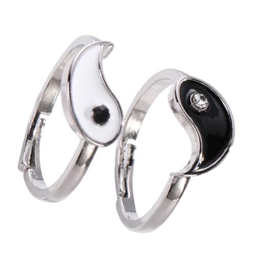 Ipetboom 2 Stück Vintage Verstellbarer Offener Bagua Ring für Damen Einstellbare Statement Ringe mit Chinesischem Symbol Komfortabel Langlebig und Modisch für Freunde von Ipetboom