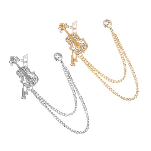 Ipetboom 2 Stück Violin Brosche aus Legierung Kreative Instrumenten Anstecknadel für Damen Stabile Kleidungslapel Pins in Gold Silber Modisches Accessoire für Anzug und Alltag von Ipetboom