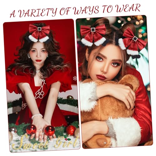 Ipetboom 2 Stück Weihnachtliche Haarschleifen mit Alligatorclip Süße Haarspangen für Damen und Teens Langlebige Festliche Haaraccessoires für Partys und Festliche Anlässe von Ipetboom