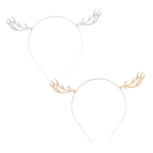 Ipetboom 2 Stück Weihnachtliche Rentier Geweih Haarreifen aus Metalllegierung Realistisches Weihnachts Haarschmuck Accessoire für Erwachsene und Festlicher Kopfschmuck für Party und von Ipetboom