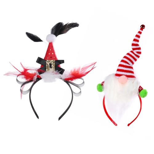 Ipetboom 2 Stück Weihnachtliches Stirnbänder mit Santa Bart und Mütze Flexible Leichte Haar Accessoires für Erwachsene Komfortabel Langlebig für Festtags und Kostümpartys von Ipetboom