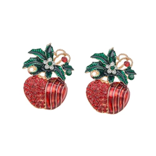 Ipetboom 2 Stück Weihnachtsbrosche Apfel Design aus Hochwertigem Emaille und Langlebige Anstecknadeln als Festliche Kleidung Accessoires für Damen und Freundin Glänzend Elegant von Ipetboom