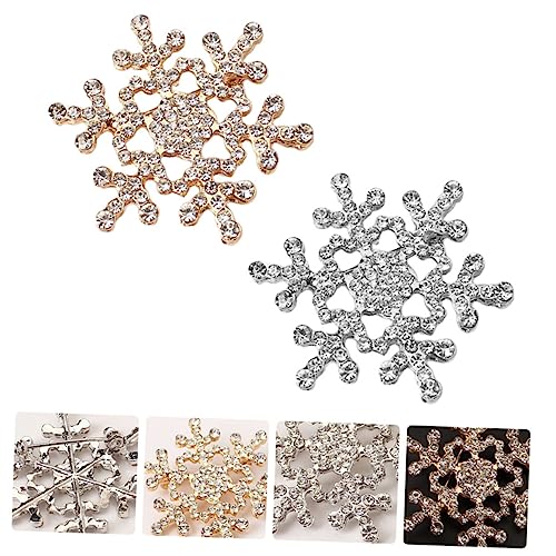 Ipetboom 2 Stück Weihnachtsbrosche Schneeflockenform mit Strass für Damen Anstecknadeln für Partys und Festliche Anlässe Glänzende Accessoires für Kleidung und Schmuck von Ipetboom