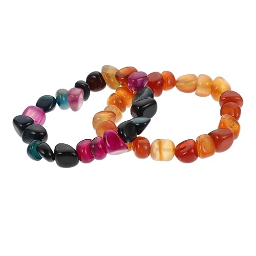 Ipetboom 2 Stück Yoga Marmor Armbänder Elastischen für Männer Frauen Handgefertigte Gemischte Farbperlenarmbänder Langlebiger Schmuck für Meditation von Ipetboom