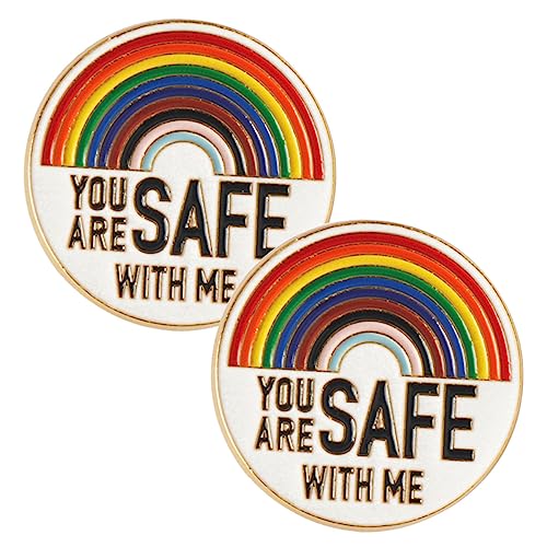 Ipetboom 2 Stück You Are Safe With Me Anstecknadel Regenbogen Emaille Pins Runde Broschen Für Kleidung Rucksack Hut Taschen Dekoration Robust Langlebig von Ipetboom