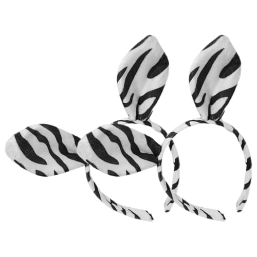 Ipetboom 2 Stück Zebra Ohr Stirnband Stirnbänder Tierkopfschmuck Lustiges Stirnband Party Kopfbedeckung Tierkostüm Zubehör Damen Party Dekoration Cosplay Lustige Head Boppers von Ipetboom