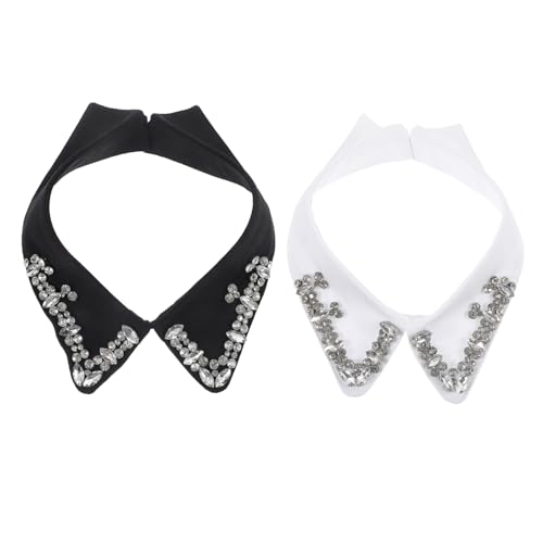 Ipetboom 2stücke Falscher Kragen Für Damen Abnehmbar Mit Strass Für Blusen Pullover Kleider Für Partys Hochzeiten Familienfeiern Elegant Und Stilvoll von Ipetboom