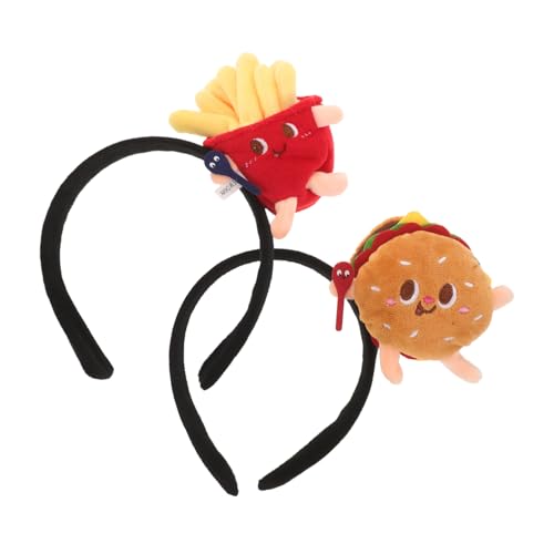 Ipetboom 2 Stücke Dekoratives Burger Stirnband Hamburger Form Kopfbedeckung Pommes Frites Kopfschmuck für Partys Cosplay und Festivals von Ipetboom
