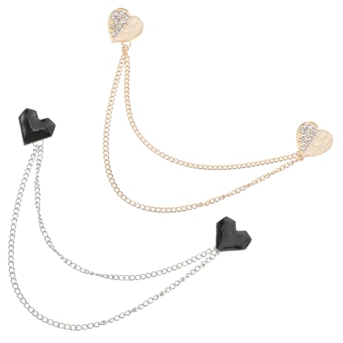 Ipetboom 2 Stücke Frauen Strass Herz Brosche Pin Mit Quaste Kette Brosche Elegante Breastpin Schmuck Corsage Kragen Abzeichen Für Schal Strickjacke Pullover Mantel Kleid von Ipetboom