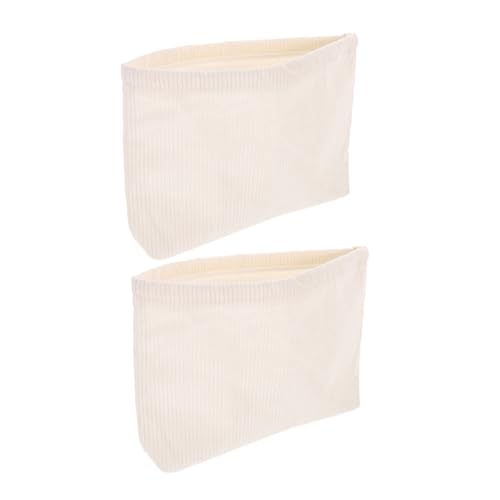 Ipetboom 2stücke Reise-Make-up Tasche Kompakte Kosmetiktasche Mit Reißverschluss Für Make-up Toilettenartikel Und Kosmetik Vielseitiger Organizer Für Damen Cremefarbenem Cordstoff von Ipetboom