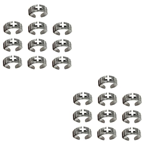 Ipetboom 20 Stck. Teiliges Verstellbare Silberne Kreuzringe aus Hochwertiger Legierung Offenes Design Modischer Schmuck für Damen und Herren und Langlebig von Ipetboom