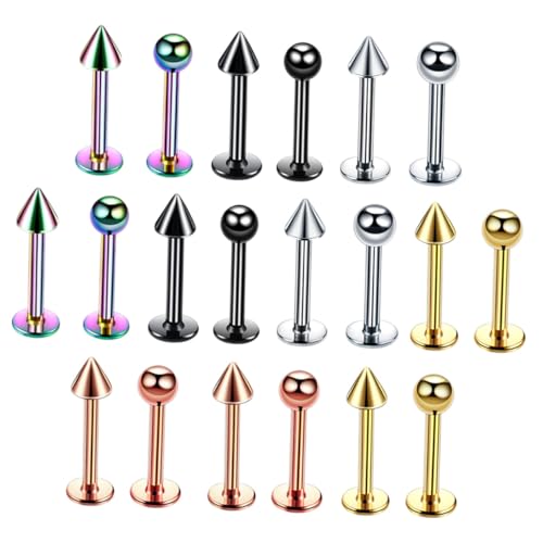 Ipetboom 20 Stück Teiliges Lippen und Ohrpiercing Multifunktionale Körperschmuck Spitzen und Kugeln Farbige Körperstecker Piercing Accessoires für Damen und Freunde von Ipetboom