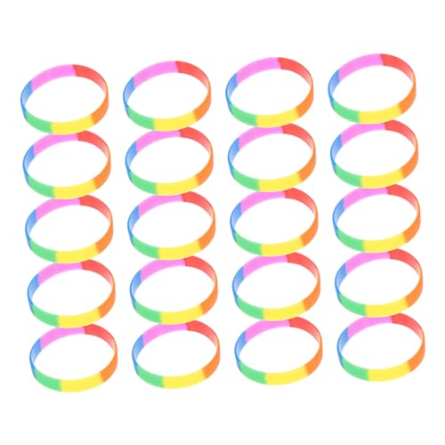 Ipetboom 20 Stück Teiliges Regenbogen Silikonarmband Bunte Handaccessoires Langlebige Stilvolle Armbänder für Festival Party Alltag Eleganter Chic für Damen und Herren von Ipetboom