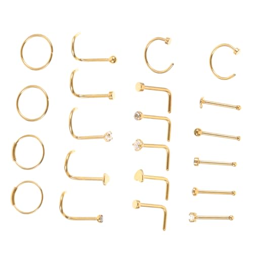 Ipetboom 21 Stck Teiliges Nasenpiercing Schmuck aus Edelstahl Bunte Nasenringe und Stecker für Frauen Hypoallergene Nasenringe Piercing Modisches Body Jewelry für Damen von Ipetboom