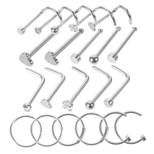 Ipetboom 21 Stck Teiliges Nasenring aus Nasenpiercing Schmuck mit Nasensteckern und Nasenringen Hypoallergene Piercing Accessoires für Damen und Frauen Vielseitig für Alltag und Besondere von Ipetboom