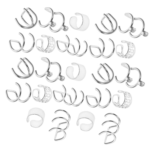 Ipetboom 24 Stck Teiliges Ear Silber Leichte nicht Piercing Ohrklemmen für Damen Haar und Knorpel Accessoires Einfache Anwendung Vielseitig Kombinierbar für Party Alltag Cosplay von Ipetboom