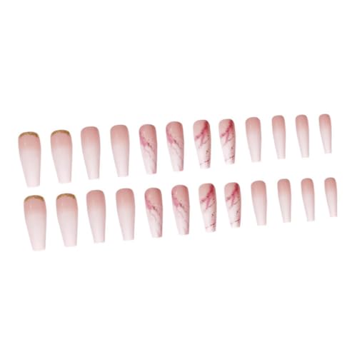 Ipetboom 24 Stück Nagelpflaster Finger Mädchen Kleben Nägel Auf Spitze Zehennagel Lebendig Falsche Nägel Drücken Auf Streifen Falsches Nagel Maniküre-aufkleber Plastik Golden von Ipetboom