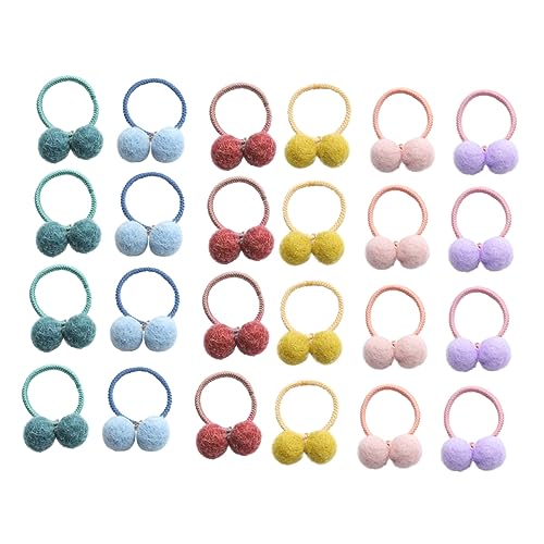 Ipetboom 24St Fellknäuel-Plüsch-Scrunchie Bommelkugeln Haarring Weihnachtshaarseil Haarbänder haarschmuck baby haarring Haarband für Kinder Elastizität Stirnband Halter für Haargummis Stoff von Ipetboom