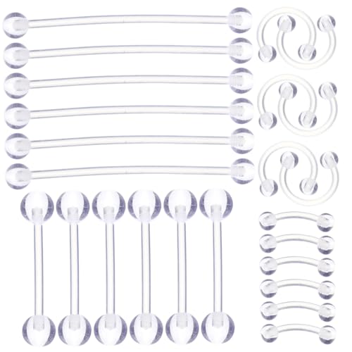 Ipetboom 24Stücke Teiliges Piercing Schmuckset Augenbrauen Zungen Nasenringe Chirurgischem für Frauen Hypoallergen Komfortabel für Individuelles Body von Ipetboom
