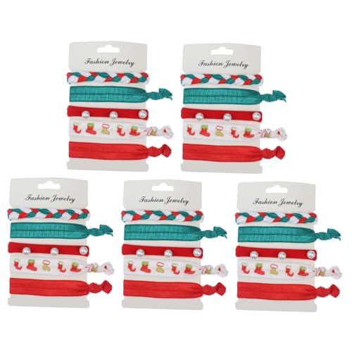 Ipetboom 25stücke Weihnachten Haar Seile Elastische Haargummis Dehnbare Haarringe Haarschmuck Für Damen Pferdeschwanz-halter Weihnachts-haarschmuck von Ipetboom