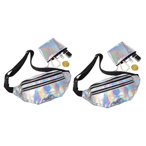 Ipetboom 2Sätze Damen Taillenbeutel Verstellbarer Gürtel und Glänzende Geldbörse für Festivals Partys und Täglichen Gebrauch für Sport und Freizeit von Ipetboom