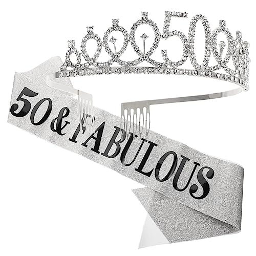 Ipetboom 2St 50 Kronen-Schultergurte Geburtstag Kuscheltier Hund 50. birthday crown Haargummi Shapewear für Damen Haarband Partyschärpe bilden Kopfbedeckung Strass Gürtel von Ipetboom