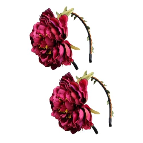 Ipetboom 2St Haarbänder Blumenstirnband für Frauen Simulationsblumen-Stirnband Haarband rotes Blumenhaarband Blumen-Haarband für Mädchen die Blumen künstliche Fräulein von Ipetboom