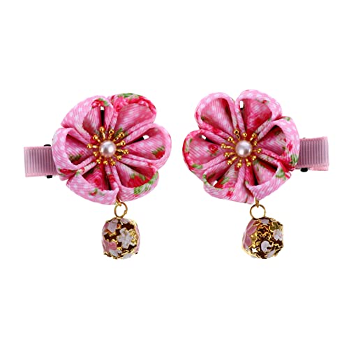 Ipetboom 2st Kleine Pflaumenblüte Kopfschmuck Haar Klammern Pflaumenhaarschmuck Für Kinder Japanische Kimono-haar-accessoires Rosa Stoff China Pflaume Bossom Braut von Ipetboom