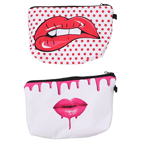 Ipetboom Groß 2st Lippen Kosmetik Tasche Kulturbeutel Für Mädchen Kosmetiktasche Rosa Große Tasche Mit Reißverschluss Make-up-reisekoffer Einkaufstüte Bilden Reisen Polyester von Ipetboom