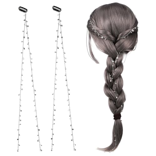 Ipetboom 2St Haarkette Schmuck Pferdeschwanz Haarschmuck für Damen Zöpfe Haarspangen Haar Klammern Haarketten geflochtene Clips flechten Anhänger Zubehör Strasssteine Fräulein Quaste von Ipetboom