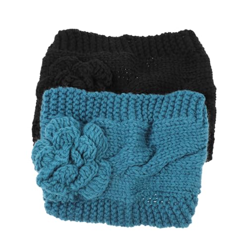 Ipetboom Zubehör 2St Stirnband aus Blumenwolle elastisch gestricktes Stirnband aus Wolle Ohr Häkelnadeln Haargummi warmes Stirnband gestricktes Haarband die Blumen Schal Strickgarn von Ipetboom