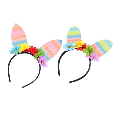 Ipetboom 2stücke Hasenohren Haarreifen Mit Blumen-design Lustige Haaraccessoires Für Partys Und Feiertagsfeiern Für Erwachsene von Ipetboom