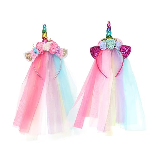 Ipetboom 2St kinder haarschmuck kids hair accessories party haarreif einhorndeko Tiara lustige Einhornhaare bunter Einhorn-Haarreif Mädchen Stirnband Geschenk Kopfbedeckung von Ipetboom