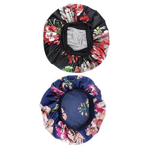 Ipetboom 2stücke Schlafmütze Aus Satin Mit Gummizug Breitkrempig Für Damen Schützt Haare Beim Schlafen Leicht Und Weich Für Reisen von Ipetboom