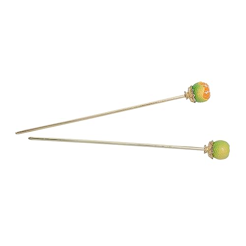 Ipetboom 2stücke Schöne Orange Haar-stick Mädchen Haarnadel Metall Kopfschmuck Frauen Haar-accessoire All-match Haarstab Für Braut Party Hochzeit von Ipetboom
