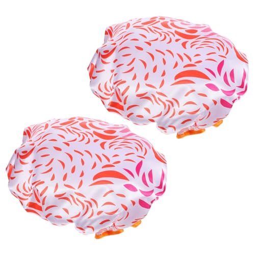 Ipetboom 2stücke Satin Haarhaube Für Damen Wasserdichte Duschhauben Atmungsaktive Haarschutzkappen Duschhüte Große Duschhaube Hütchen Zum Haaretrocknen Mit Dekorerenden Hut Für Lange Haare von Ipetboom
