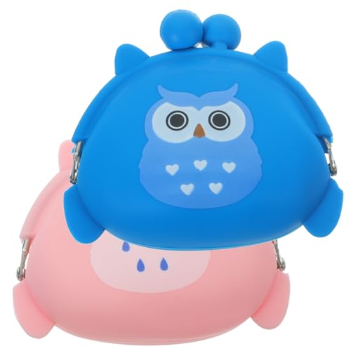 Ipetboom 2Stücke Süßer Cartoon Münzbeutel Silikon für Damen Geldbörse für Schule Reisen Einkaufen Leicht zu Öffnen zu Schließen von Ipetboom