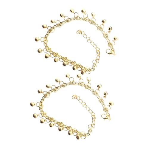 Ipetboom 2Stücke Verstellbare Fußkettchen mit Glocken für Damen Modischer Schmuck für Sommer Goldene Knöchelarmbänder Strand Freizeit Langlebig von Ipetboom