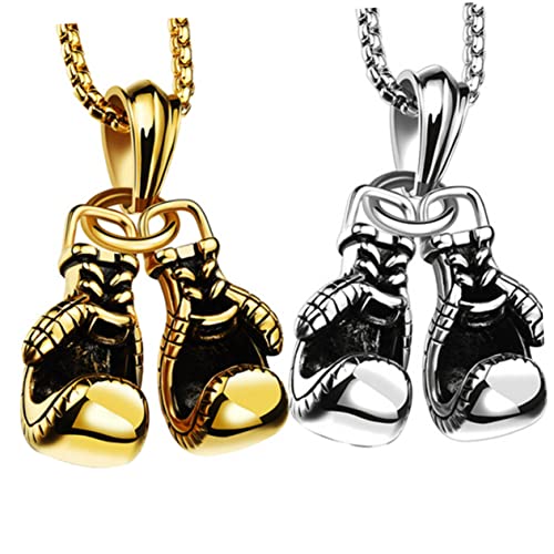 Ipetboom 2er Set Boxhandschuh Kette Fitnessstudio Boxen Halsketten Für Frauen Handschuhe Punk Mann Frauen Halskette Schlüsselbein Halskette Junge Halskette Silver von Ipetboom