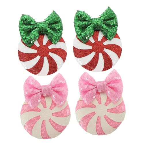 Ipetboom 2paare Glitzernde Weihnachts-haarclips Mit Schleife Funkelnde Haarschmuck Für Mädchen Weihnachtsaccessoires Für Festlichkeiten Und Feiertage von Ipetboom