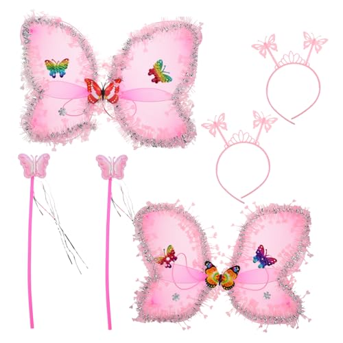 Ipetboom 2sätze Flügel Kostüm Mit Haarreif Und Zauberstab Accessoires Für Halloween Geburtstagsfeiern Und Tanzveranstaltungen Leichte Einfache Handhabung Geeignet Für Mädchen von Ipetboom