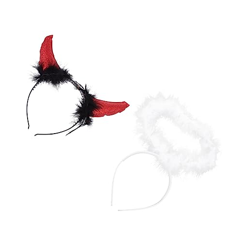 Ipetboom 2stücke Teufelshörner Haarreif Mit Weißen Federn Für Halloween Party Und Cosplay Kopfbedeckung Für Damen Und Langlebig Und Zu Tragen von Ipetboom