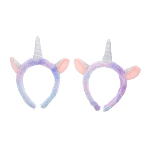 Ipetboom 2st Einhorn Stirnband Tierstirnbänder Für Kinder Haarturbane Für Frauen Dehnbare Stirnbänder Für Frauen Damen-stirnband Tiara Schal Abs Violett Niedlich Fräulein von Ipetboom