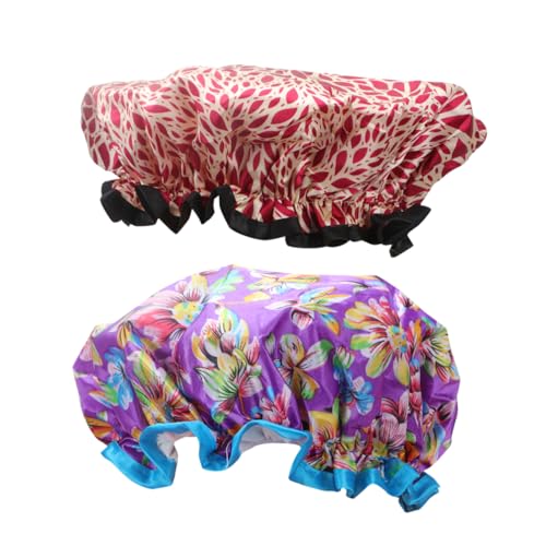 Ipetboom 2stücke Pack Wasserdichte Duschhauben Mit Doppel-schicht-badecap Haarschutz Für Damen Im Heimgebrauch von Ipetboom