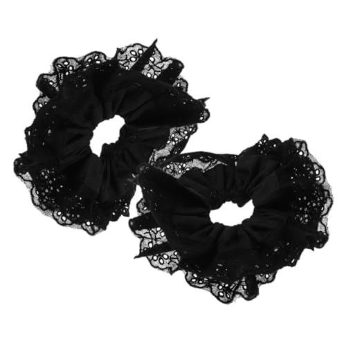 Ipetboom 2stücke Doppellagige Elastische Haargummis Aus Spitze Für Damen Und Mädchen Schonende Ponytail- Für Dickes Haar Dekorativ Und Stilvoll Für Besondere Anlässe von Ipetboom