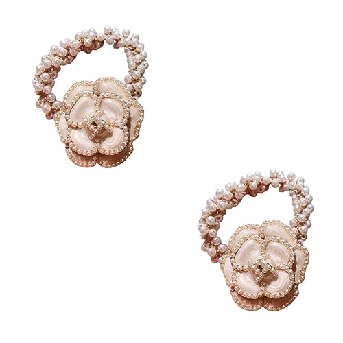 Ipetboom 2st Haarring Blumenhaarseil Haarband Haare Pferdeschwanz Perlen Haargummi Armbandhalter Pferdeschwanzhalter Tiara Bettwäsche Aus Baumwolle Haarschmuck Mädchen Weiß Die Blumen von Ipetboom