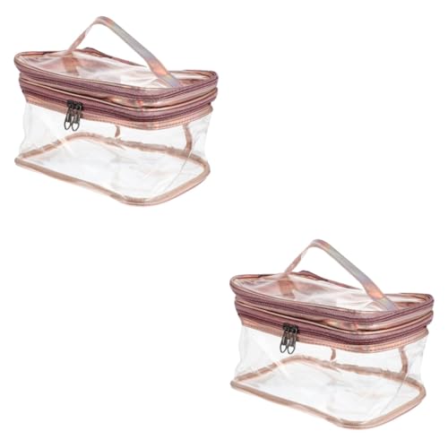 Ipetboom 2st Handkosmetiktasche Tragbare Kosmetiktasche Damen-Einkaufstasche Transparente Schminktasche Reise-kulturbeutel Make-up-Aufbewahrungstasche Hohe Kapazität Kosmetika Reisen PVC von Ipetboom