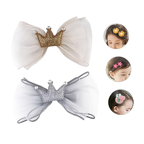 Ipetboom Haarschmuck 2st Mesh Perle Krone Mädchen Haarspange Hochzeitsdeko Textil- 3d Prinzessin Gaze Hochzeitsdekoration von Ipetboom